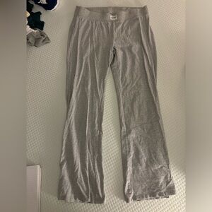 Super comfy grey fared pants with a little slit at the bottom